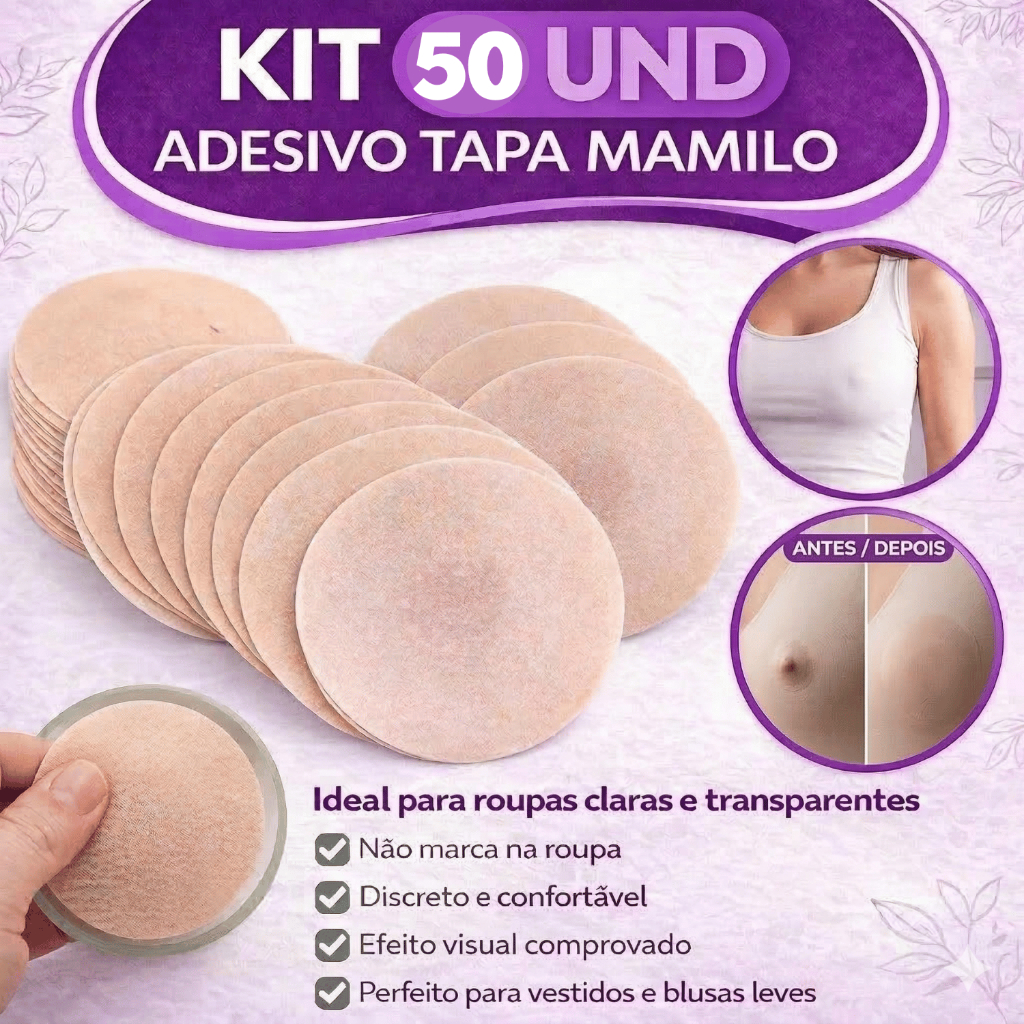 Kit 50 Adesivo Protetor Mamilo Tapa Seio Tapa Peito Aureola