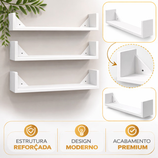 Prateleira Mdf Branca para Quarto Sala Kit 3 em Oferta na Shopee