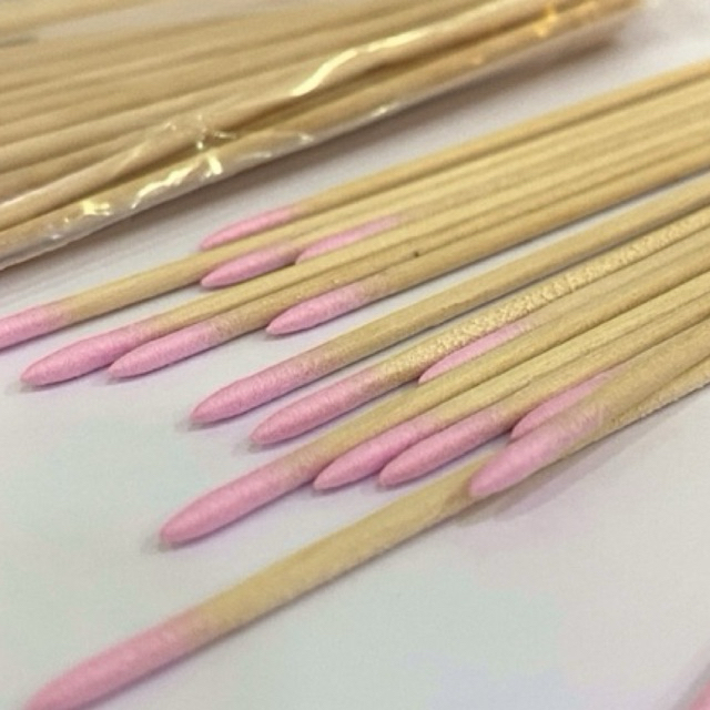 Palito com Algodão Rosa para Limpeza de Esmalte ~100 Unidades + Brinde | Nail Art Manicure Removedor de Borrados