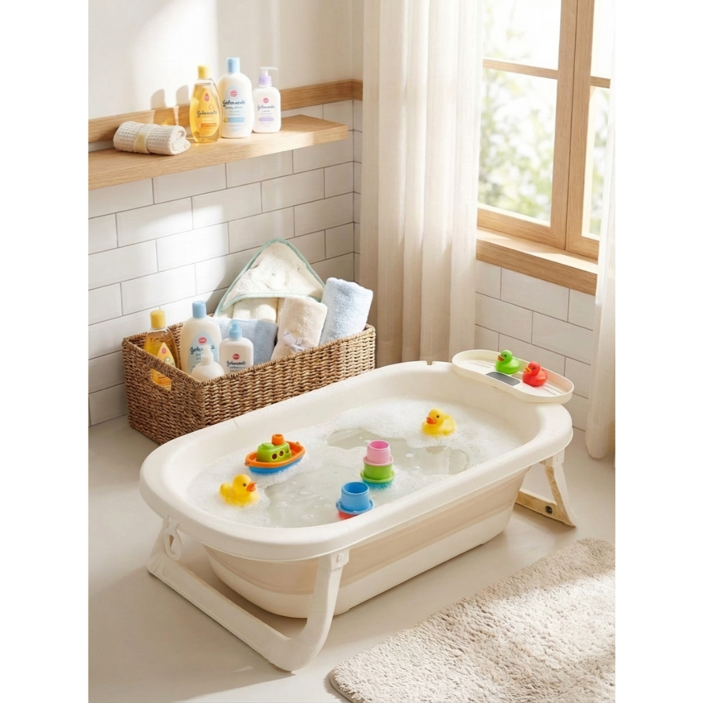 Banheira Bebê Portátil 36 Litros Silicone Dobrável Compacta para Banho