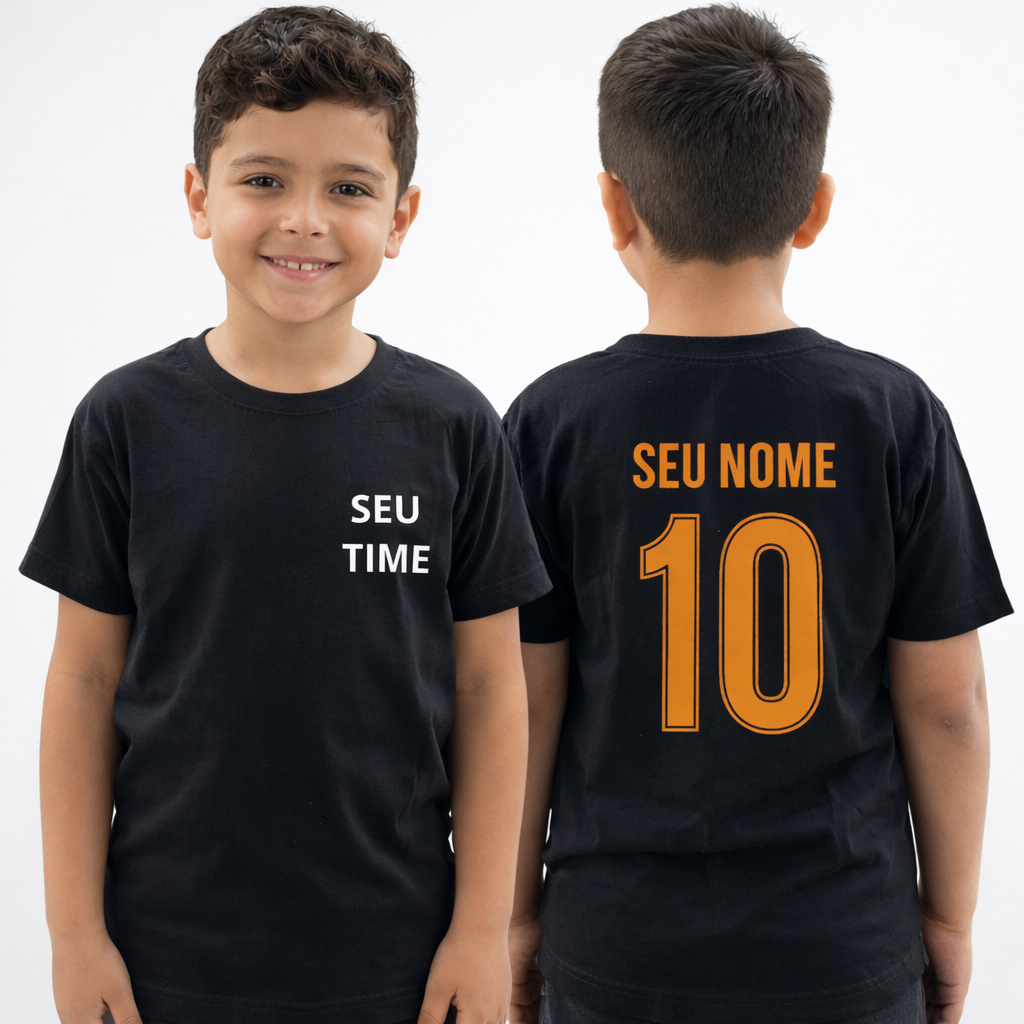 Camiseta De Time Personalizada Infantil Leve Confortável 100% Algodão