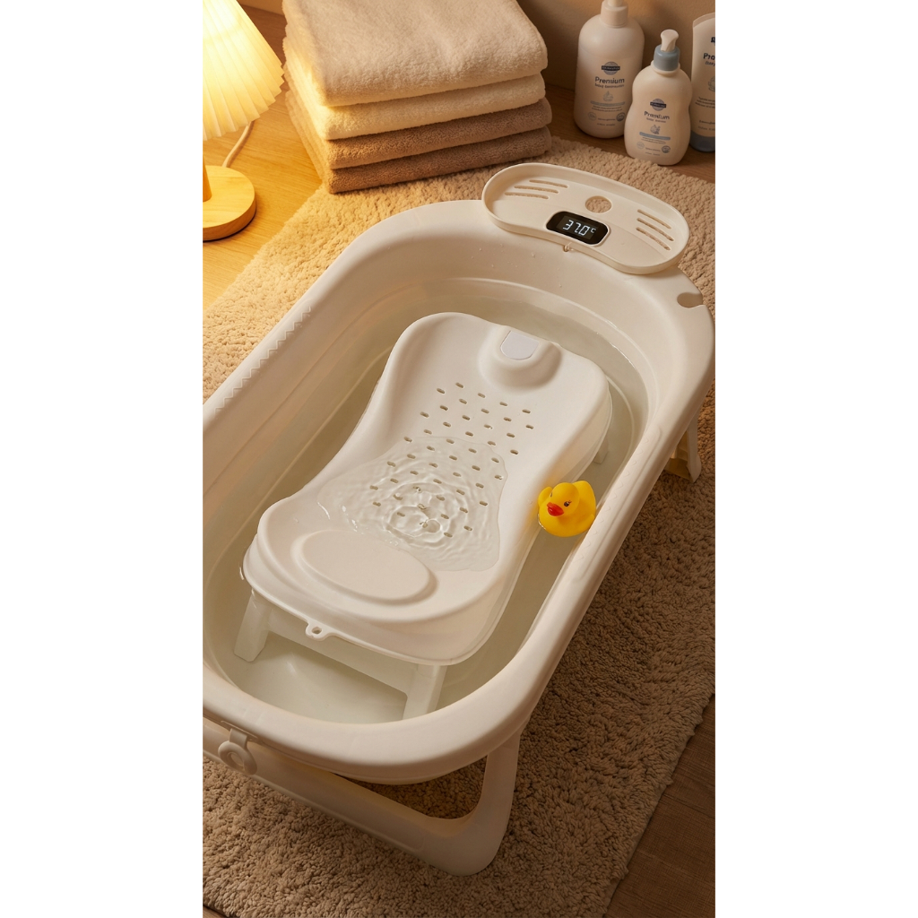 Banheira Infantil Dobrável 36 Litros Silicone Portátil Prática e Compacta