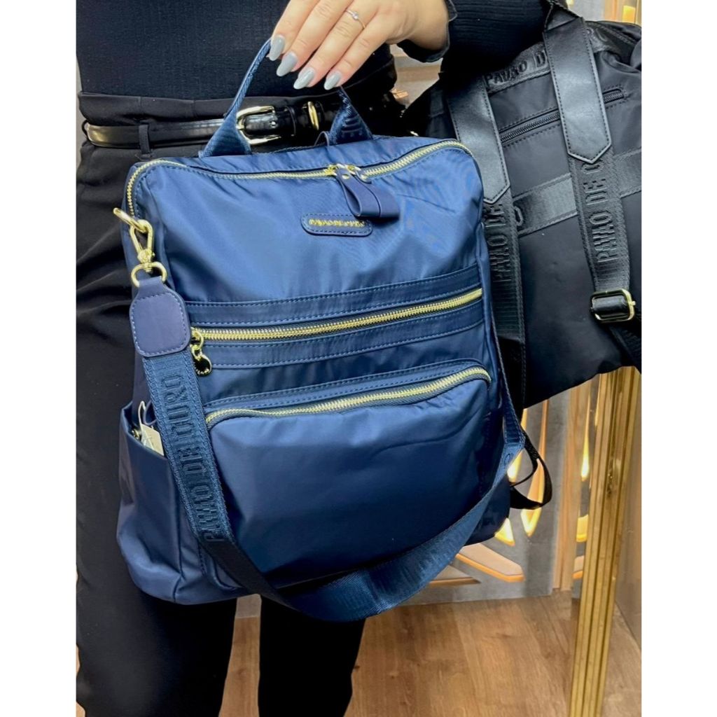 Mochila Feminina Pavão de Ouro Alça Transversal e de Costa Confortável Bolsos Ziper