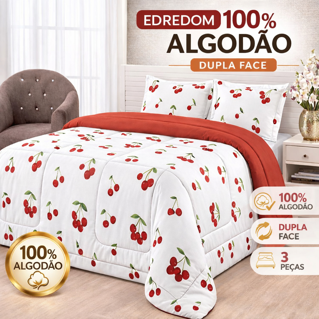 Edredom Solteiro Casal Queen Dupla Face Percal 100% Algodão 200 Fios em Oferta na Shopee