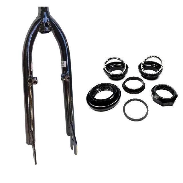 Garfo Aro 20 Cross Jogo de Direção Bike BMX Rosca 21.1mm P/ V-Brake Bicicleta Manobra Grau Rígido RL