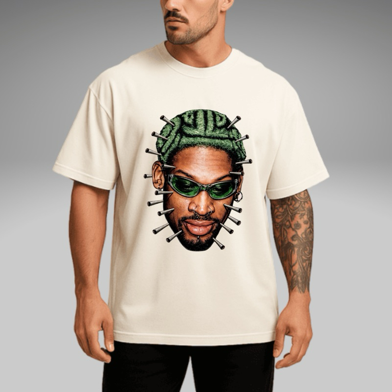 Camiseta Oversized Estampa Inspirada em Dennis Rodman Streetwear Hip Hop Masculina Oversized Moda Urbana