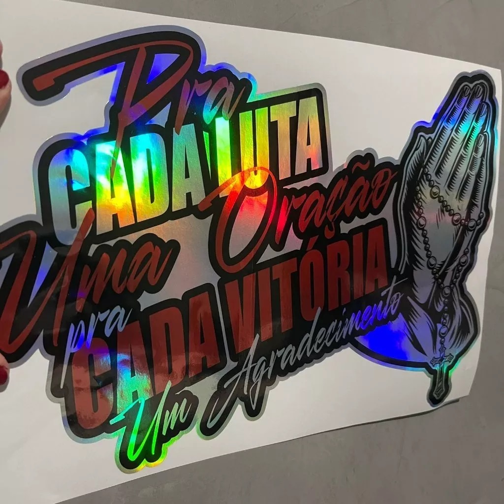 Adesivo Religioso Cada Luta uma Oração Para Caminhão Carro Tuning Decorativo Holografico