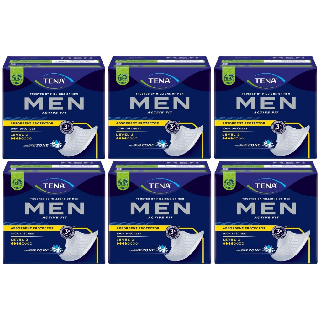 Kit 6 caixas Absorvente Masculino Tena Fit Men 10un cada - Total 60un