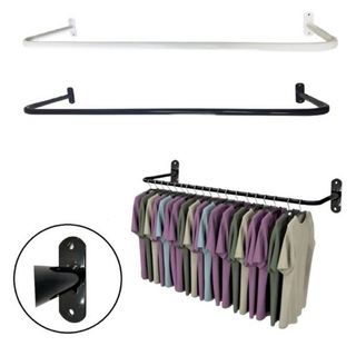 Arara Cabide Parede Reto 70cm Branco Expositor de Roupas Cabideiro Lojas Casa