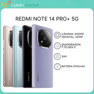 Redmi Note 14 Pro+ 5G 256GB e 8GB RAM, Câmera 200MP, processador Snapdragon 7s Gen 3, Bateria 5110 Mah, Versão Global