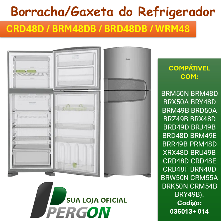 💚CRD48D Borrachas de Geladeira / Freezer Modelos✨BRM48D✨BRD48DB✨WRM48 Consul e Brastemp 🏠 Pergon
