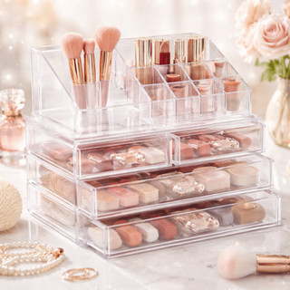Organizador Acrílico 4 Gavetas Make e Cosméticos, Maquiagem 16 Cavidades Para Organização…