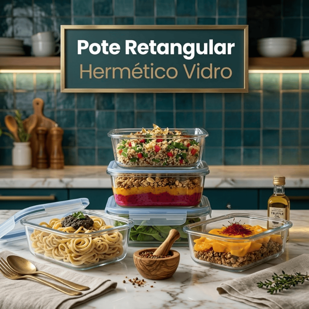 Pote Marmita Fit De Vidro Hermético 370ml Com Travas Tampa Vedação Perfeita Microondas Forno Dieta