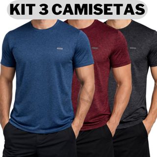 3 Camisetas Masculinas Malha Fria Kit Manga Curta para Academia em Oferta na Shopee