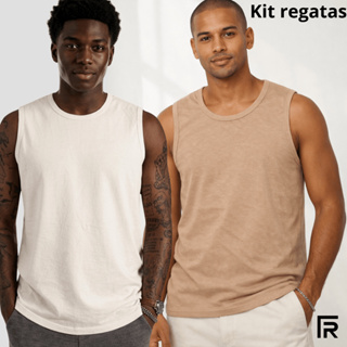 Kit 2 Regata De Algodão Básica Lisa Atacado Masculina 505292-K2 em Oferta na Shopee