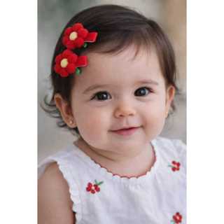 Laço infantil de bebe florzinha, parzinho de flor pompom, acessório infantil menina, laco pequeno colorido. em Oferta na Shopee