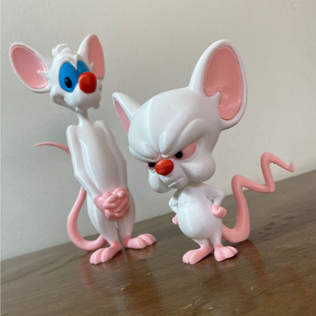 boneco pink 18CM| boneco cérebro 11CM | pinky and the brain colecionável | figura decorativa geek boneco desenho animado