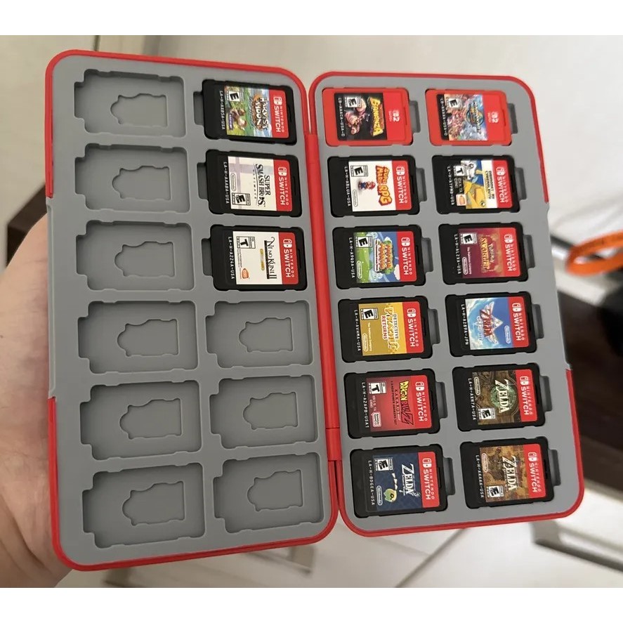 Case Porta 24 Jogos Estojo Nintendo Switch 1 e 2 Micro SD Cards Pokedex Compatível com Cartuchos Ps Vita