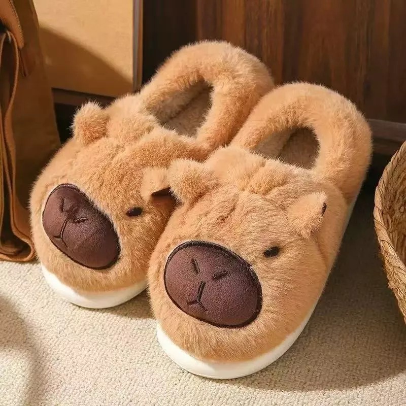 Pantufa Capivara Infantil Cano Alto Antiderrapante Sola Borracha Inverno Frio Festa Pijama Presente