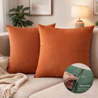 Kit 2 Capas de Almofada Suede Veludo 45x45 com Zíper Reforçado Decoração Sala Sofá em Oferta na Shopee
