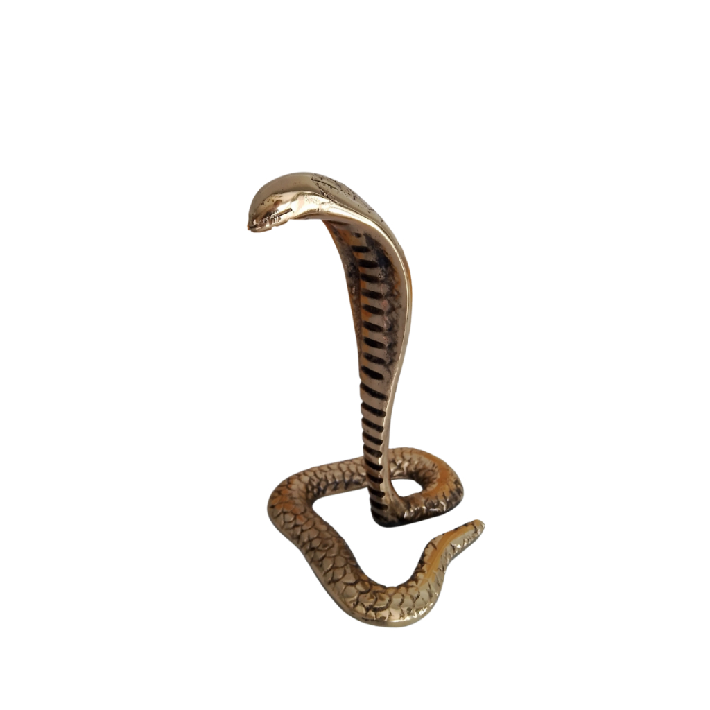 Escultura Em Bronze Maciço Cobra Naja  P Decoração Coleção