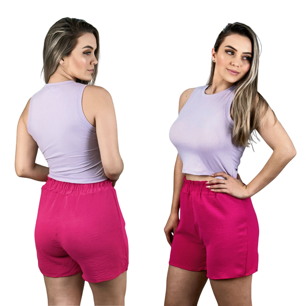 Kit 2 Regata Feminina Ribana Canelada Feminina Cropped Versátil Confortável Verão Delicada Simples