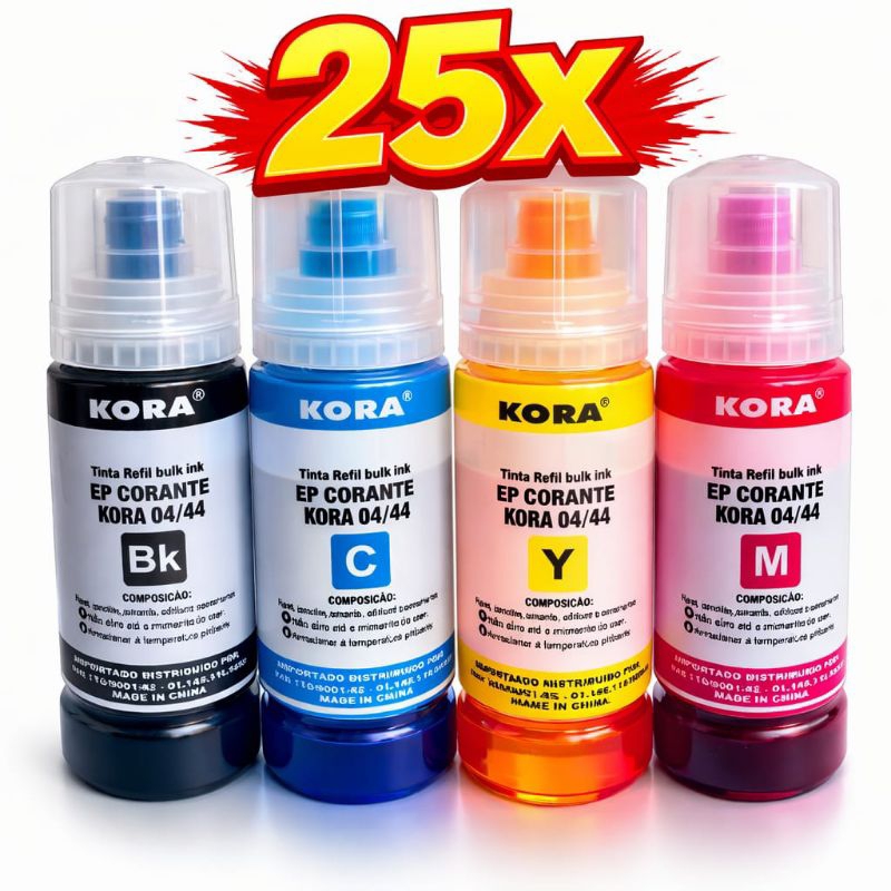 100 Tintas Para Epson L3250 L3150 L3210 L3110 L5190 L5290 544/504 Marca Kora.