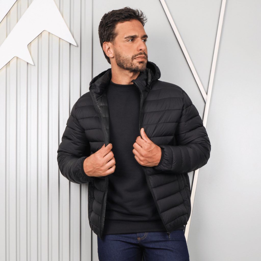 Jaqueta Corta Vento Masculina Impermeável com Capuz Removível Bolso Zíper Esportes Bobojaco