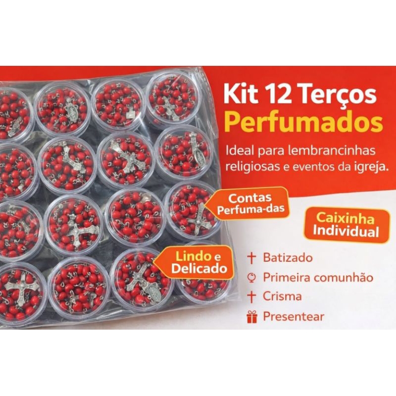 terço nossa senhora aparecida perfumado kit 12 peças lembrança primeira comunhão batismo católico proteção fé