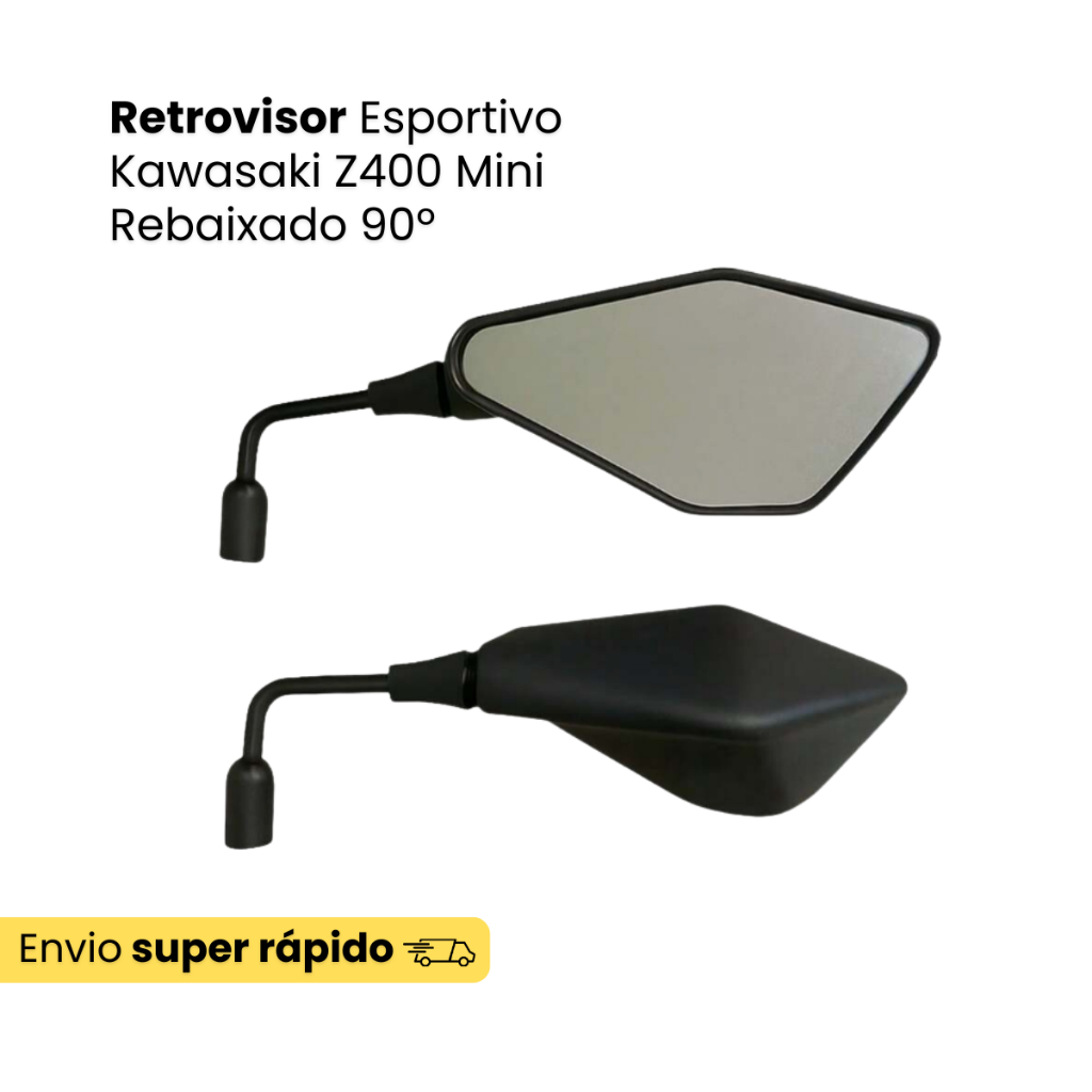 Retrovisor Espelho Mini Z400 Haste 90º Rebaixado Renascença Retrovisor Espelho Mini Z400 Haste 90º Rebaixado Renascença