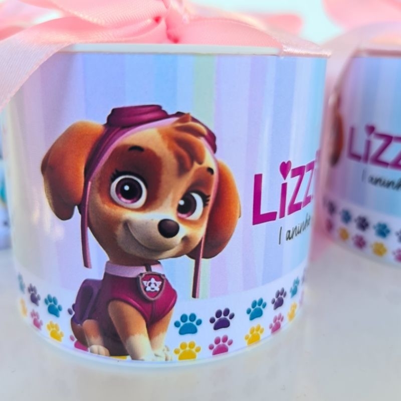 kit Mini Tubolata Personalizada 5x6 Patrulha Canina Lembrancinha Latinha Festa Aniversário mêsversário chá de bebê mimo
