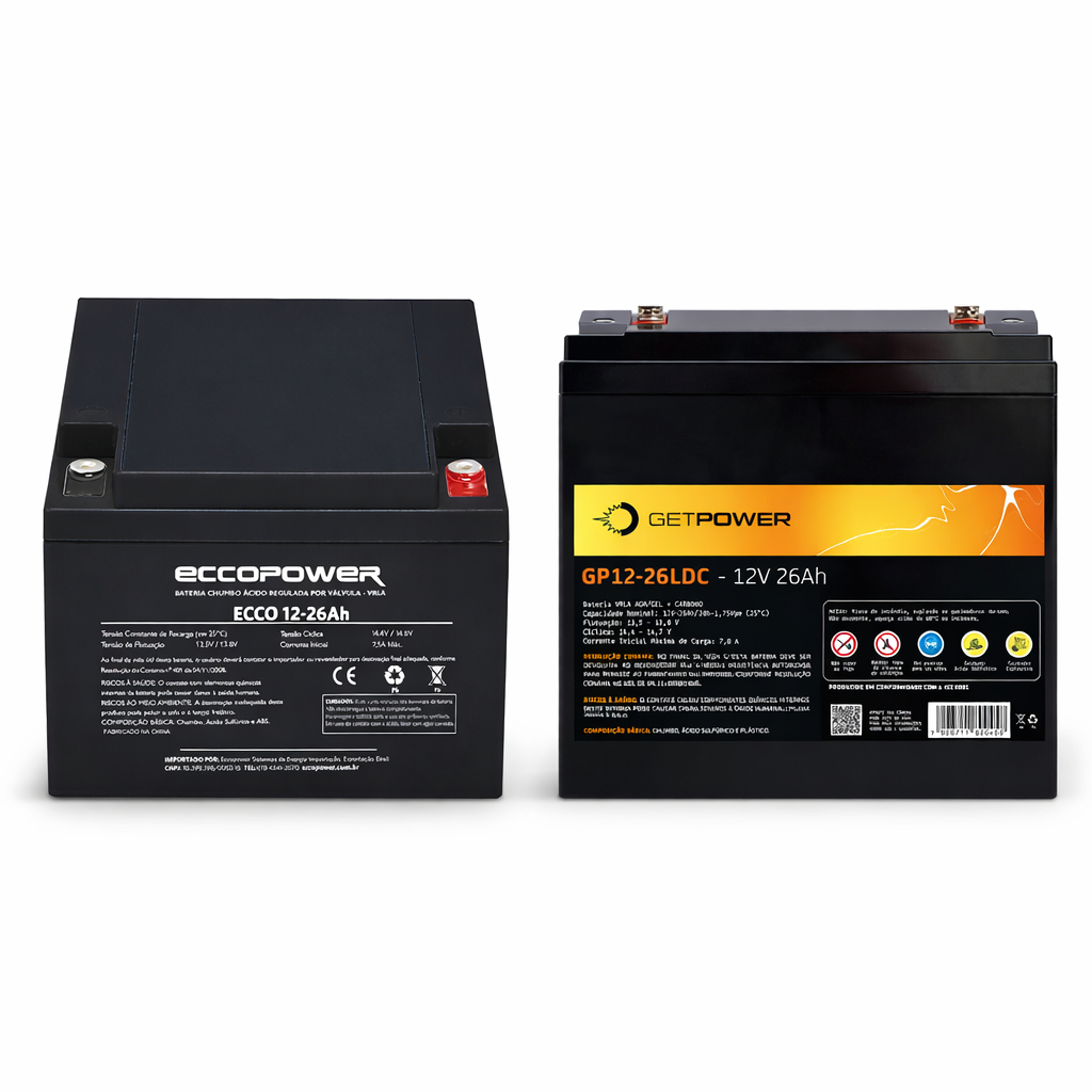 Bateria 26Ah / 12V – Para Nobreak, Backup, Alarme, Portão, CFTV – Envio Conforme Estoque