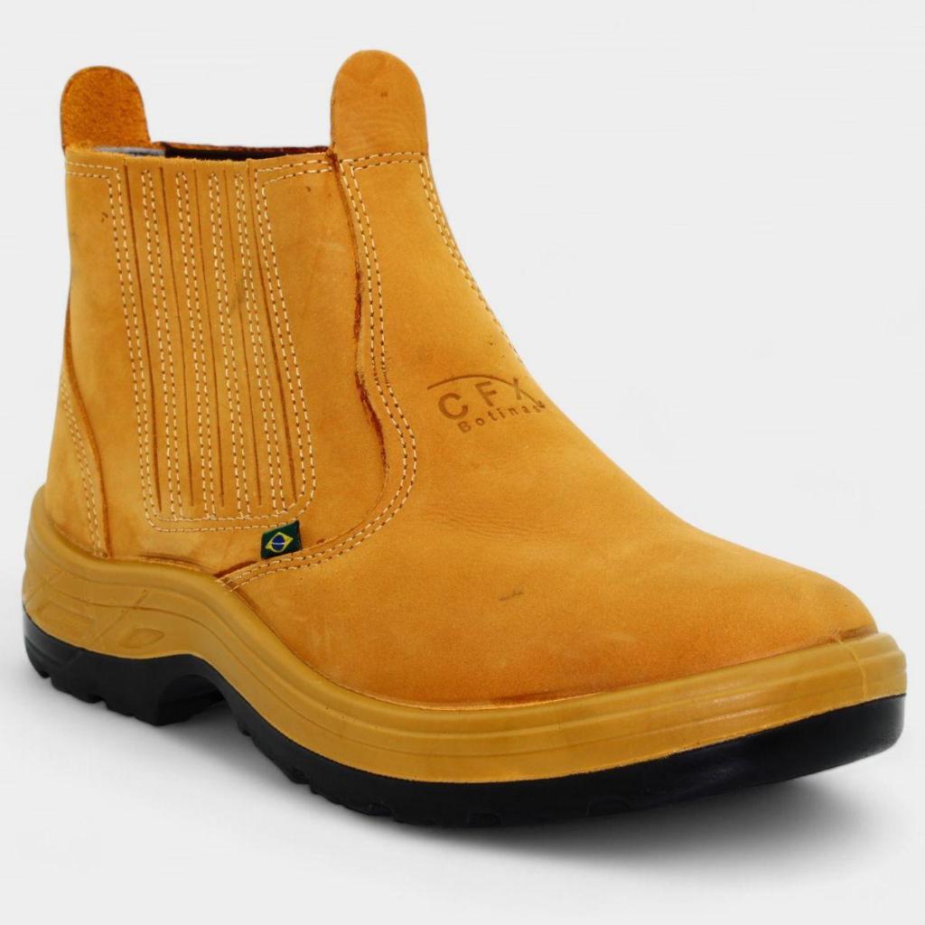 Botina Trabalho Couro Legitimo Mateira Conforto Flex Masculina