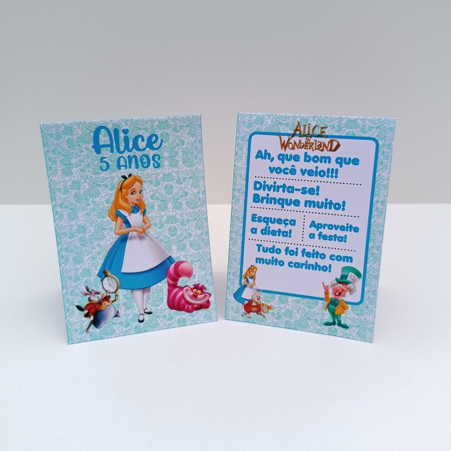 Plaquinha de Agradecimento Alice no País das Maravilhas l Personalizados l Lembrancinha de Festa l Aniversário