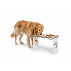 Comedouro Bebedouro Duplo Cachorro Grande Elevado Ergonômico PET MDF 20/25/30cm
