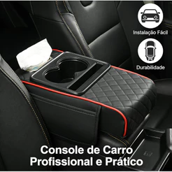 Apoio de braço para carro 4 em 1 | porta copos, porta papel toalha e organizador | aumento de conforto