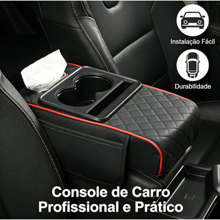 Apoio de braço para carro 4 em 1 | porta copos, porta papel toalha e organizador | aumento de conforto