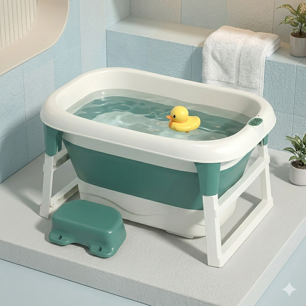 Banheira Infantil Média Drobrável Com Assento 100 Litros em Oferta na Shopee