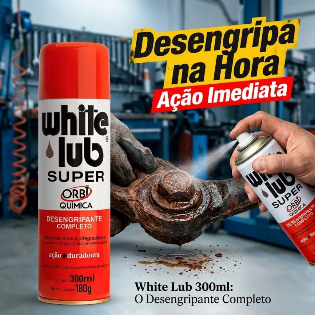 Desengripante Spray White Lub 300ml Lubrificante Antiferrugem  Remove Ferrugem Destrava Parafuso