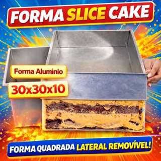 Forma Slice Cake Quadrada Alumínio 1 Lateral Removível  30x 30x10 Kit Forma de Bolo em Oferta na Shopee