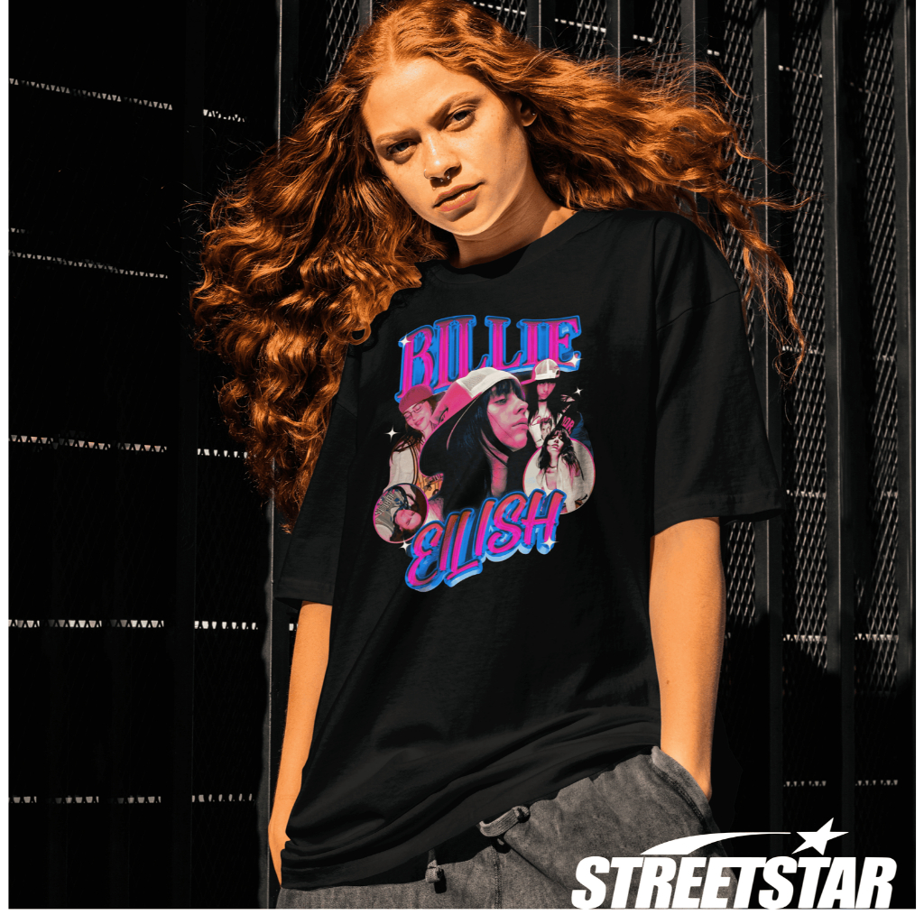 Camiseta Adulto/Infantil Unissex Streetwear Billie Eilish Estampa Pop Alternativo Aesthetic Urban P ao G1