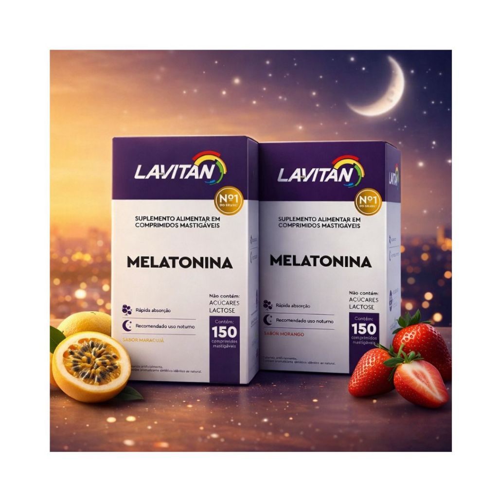 Melatonina Lavitan 150 Comprimidos Mastigáveis Sono Rápido Maracujá/Morango