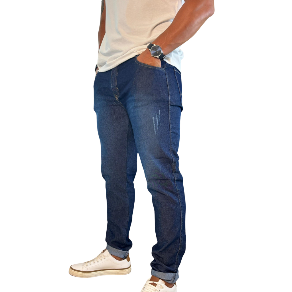 Calça Jeans Masculina Slim com Elastano | Denim Premium, Conforto para Trabalho e Dia a Dia