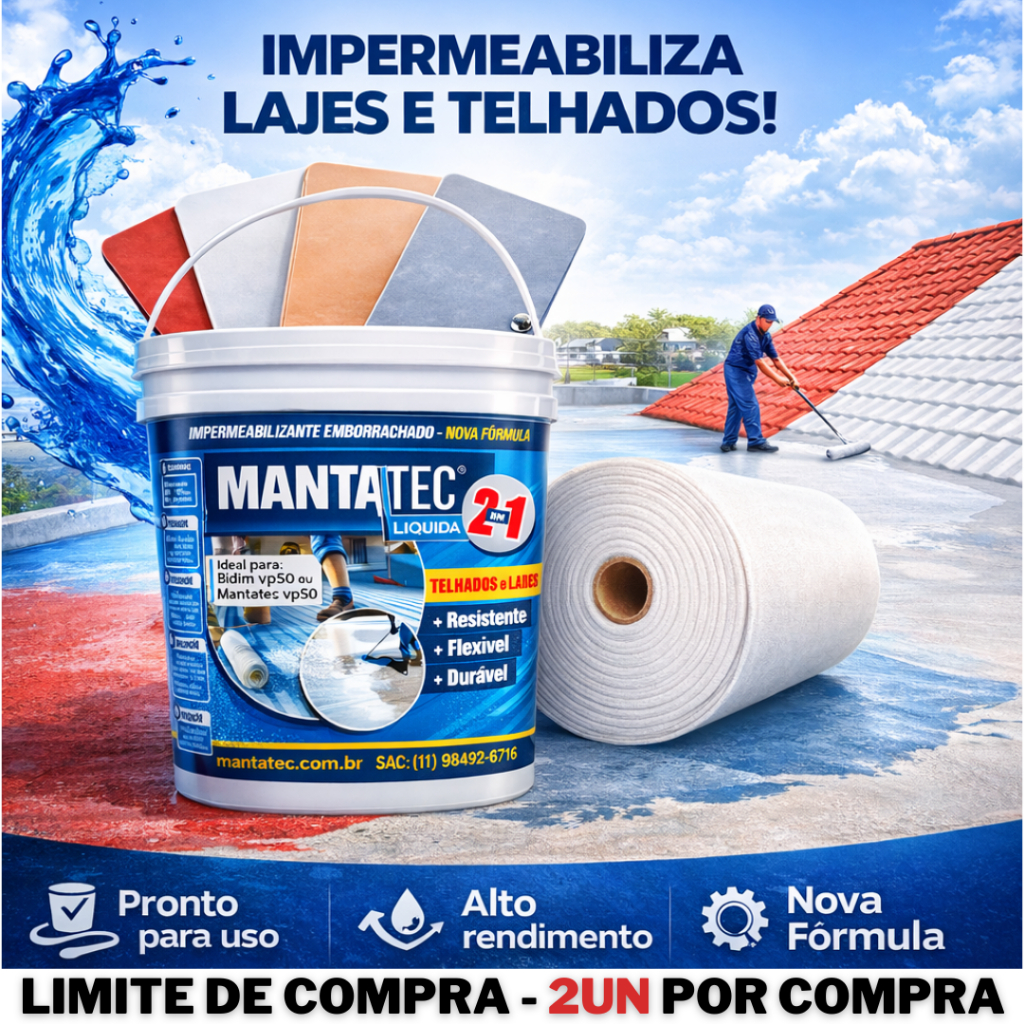 KIT Manta Líquida Acrilica Emborrachada 4 Kg +  5 M2 Manta Bidim / Mantatec Vp50 Impermeabiliza Telha Bidim