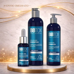 Kit Capilar BBtox Shampoo + Keratin + Óleo Reparador Tratamento Profissional 240ml