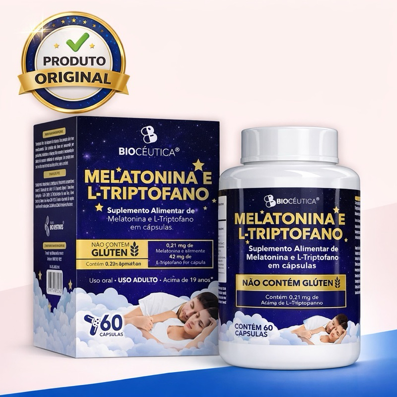 Melatonina e Triptofano 60 Cápsulas BioCêutica - Sono Profundo, Relaxamento, Disposição ao Acordar em Oferta na Shopee