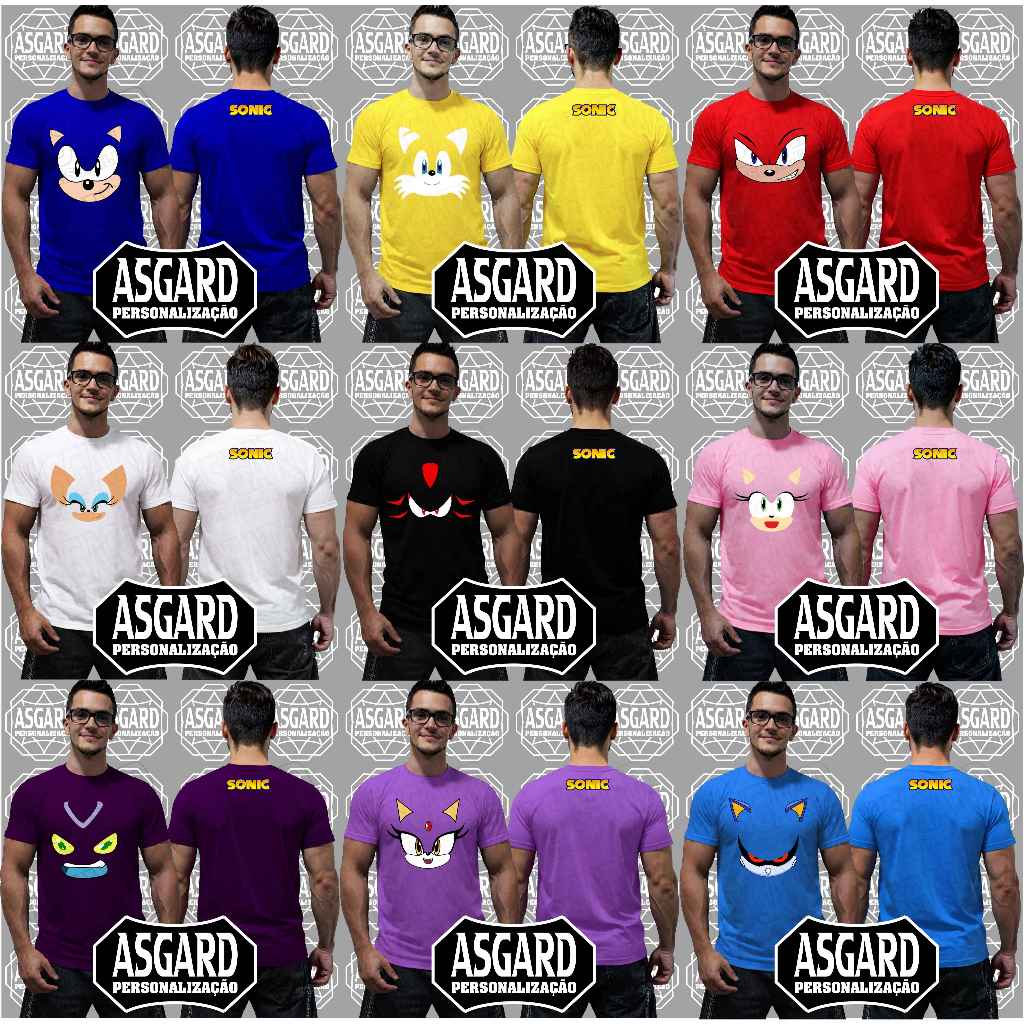 Camisetas Sonic Personagens divertidos em tamanhos infantil e adulto
