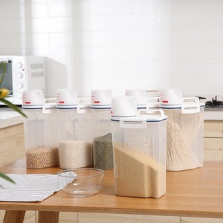Pote Hermético 2.5L Com Copo Medidor Bico Dosador Armazenamento De Grãos Para Cozinha