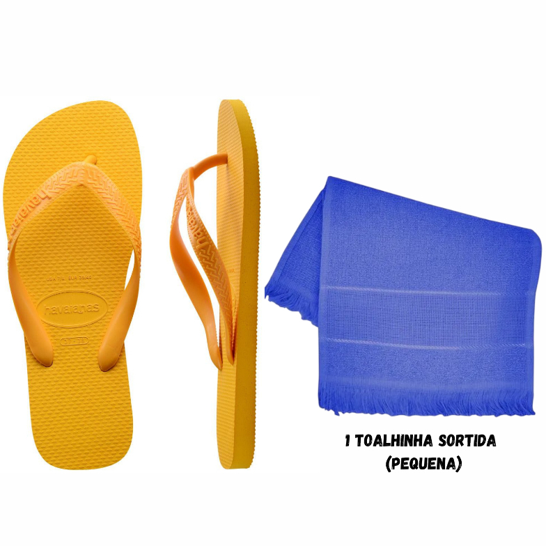Chinelo Havaianas Top Amarelo Unissex Adulto + Uma Toalhinha Sortida