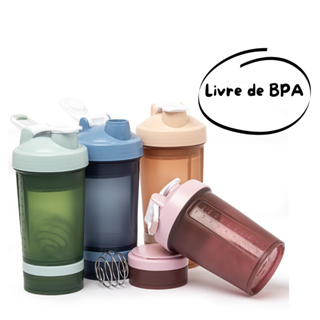 Coqueteleira 500 ml livre de BPA 2 compartimentos whey vitamina misturador mola academia shake em Oferta na Shopee